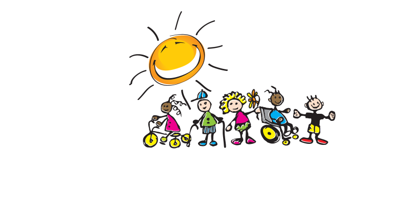 Logo image with the word 'Allowah' decorated with cartoon pictures of children and a smiling sun.